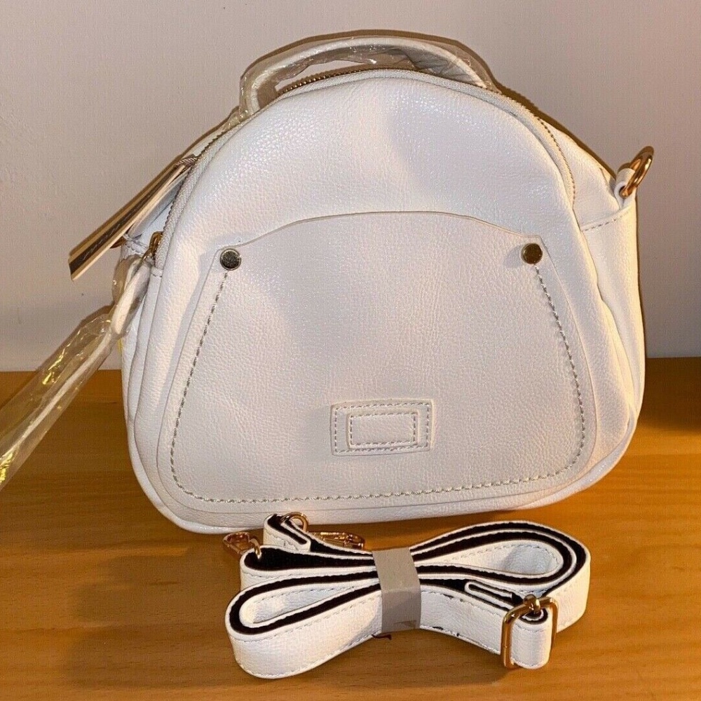 Mellow World White Purse with strap & handle Vegan Leather NEW old stock w/ tags